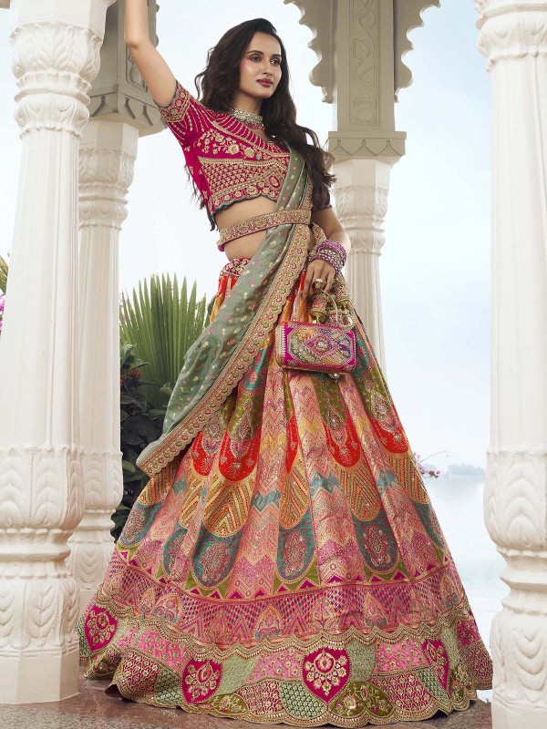 Multicolor Banarasi Silk Lehenga Choli